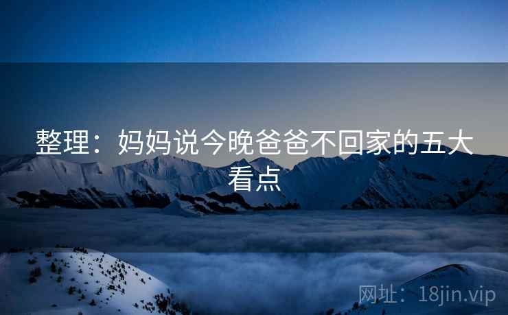 整理:妈妈说今晚爸爸不回家的五大看点  第2张 整理:妈妈说今晚爸爸不回家的五大看点  第2张